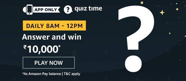 Amazon Answer & win 10,000 Quiz Answers - Date: 12 March 2020