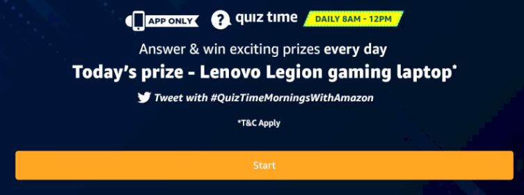 amazon Lenovo Legion Gaming Laptop Quiz Answers Today - Date: 14th March 2020