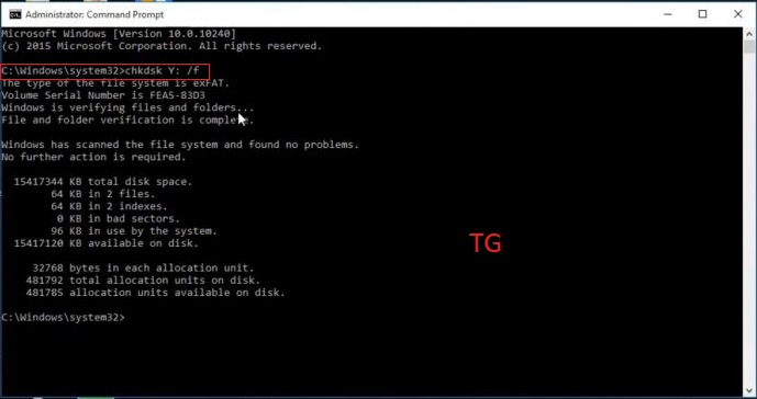 CHKDSK command to format