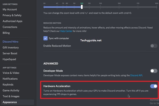 turn off the hardware acceleration on discord