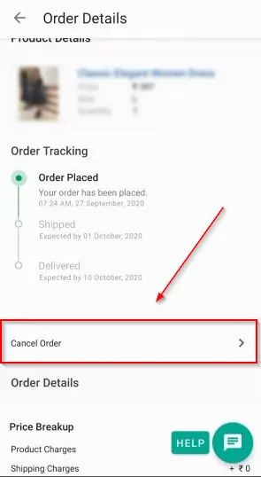 meesho order cancel option