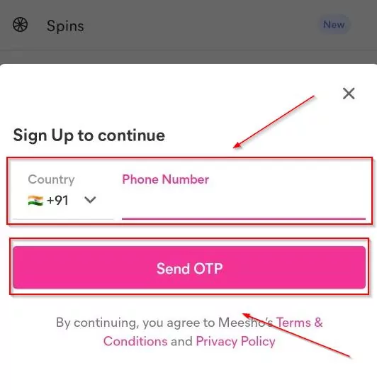 meesho account mobile number 