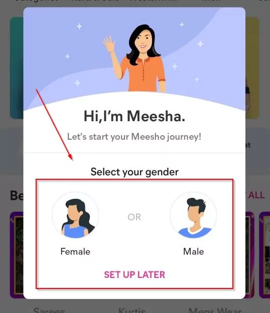 meesho gender selection