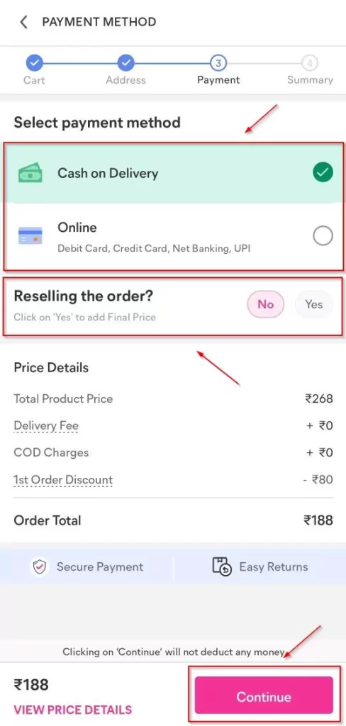 meesho product payment details