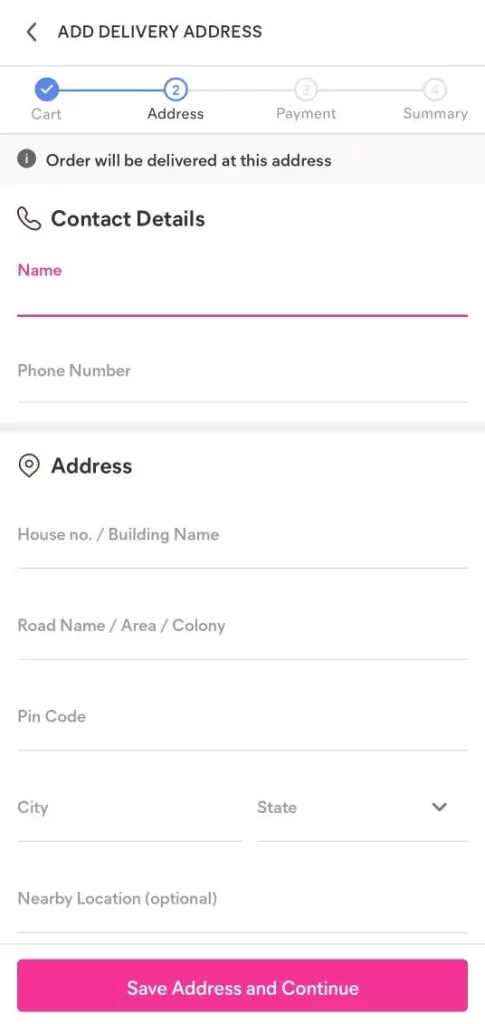 meesho product delivery address