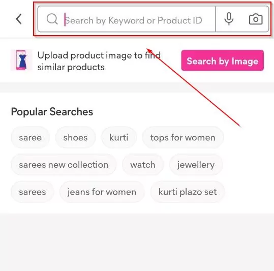 meesho product search on search bar